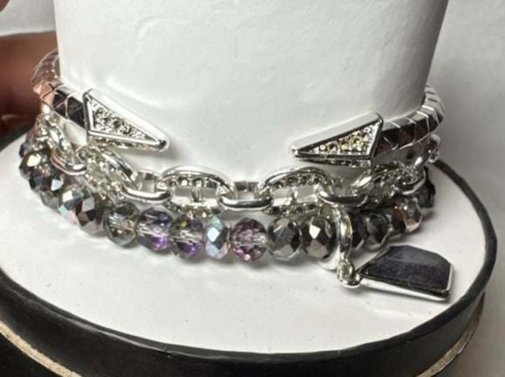 BP Timeless and Edgy Stack with Genuine Dyed Quartz Created Stones on Silver